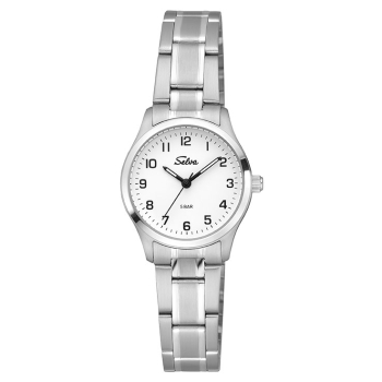 SELVA Damen Quarz Armbanduhr mit Edelstahlband Zifferblatt weiß Ø 27mm