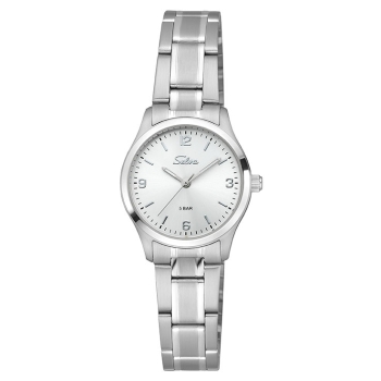 SELVA Damen Quarz Armbanduhr mit Edelstahlband, Zifferblatt silber Ø 27mm