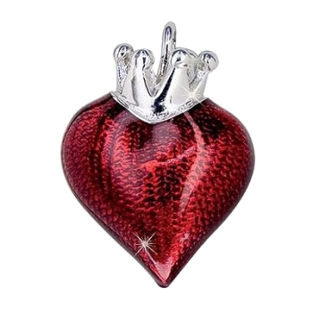 Silberanhänger Herz in rot mit Krone 925 Silber