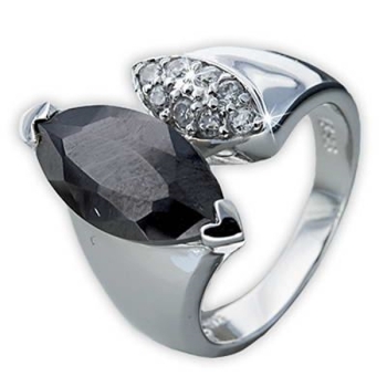 Ring Silber 925 in schwarz/crystal Gr. 53